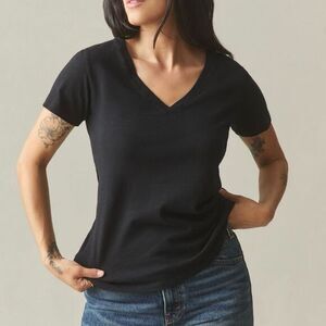 NWOT American‎ Giant Women's Premium Slub V-Neck Tee Black XL Short Sleeve